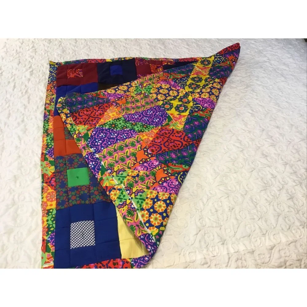 Handmade Baby Quilt Patchwork Block Pattern Crib Quilt‎ Multi Colors 42x42